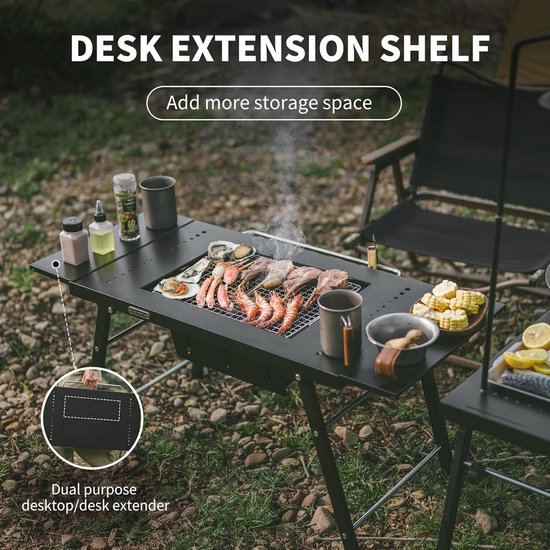 Draagbare IGT-tafel met Houtskoolgrill - Inklapbare Campingtafel voor Outdoor Grillen en Kamperen — afbeelding 2