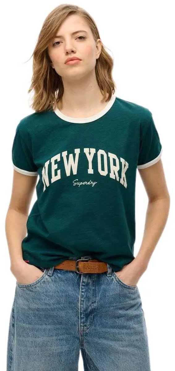 Superdry Athletic Essential Ringer T-shirt met aansluitende pasvorm Dames T-shirts Groen