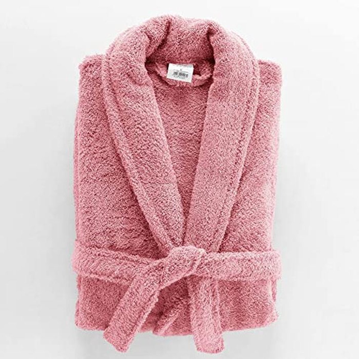 Badjas met sjaalkraag van 100% katoen in roze houtkleur