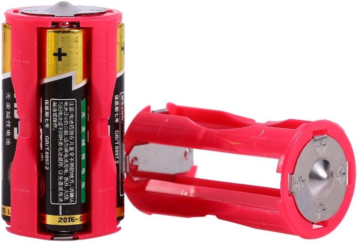 4 Stuks AAA naar C Batterijadapter - Parallelle Batterijconverter voor Elektronica en Noodsituaties