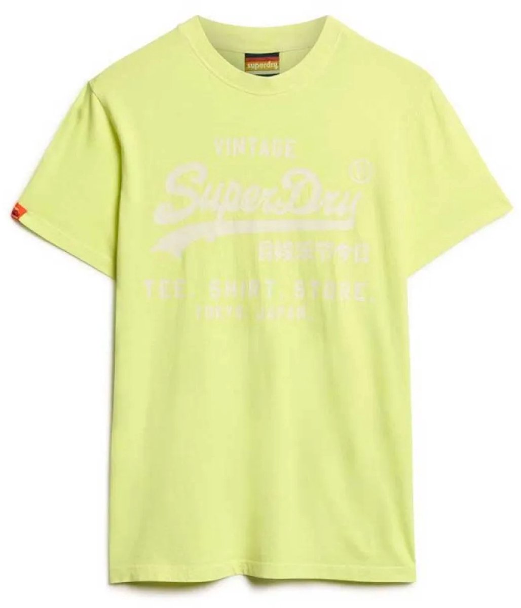 Superdry Vintage Logo Neon T-shirt met relaxte pasvorm Heren T-shirts Geel