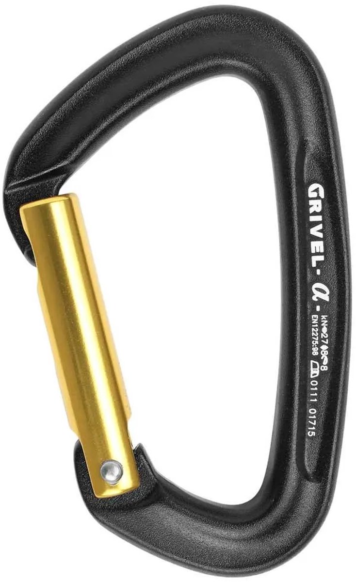 Grivel Alpha K1s Straight Karabijnhaak Zwart,Goud