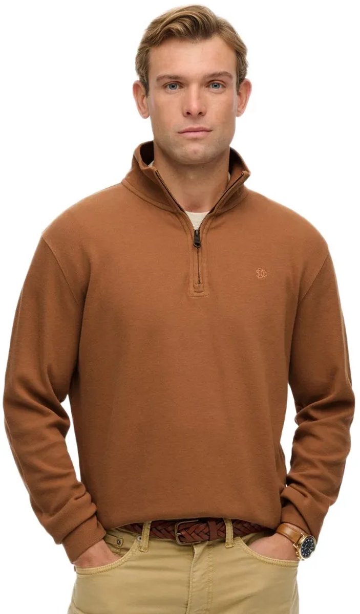 Superdry Rib Half Rits Trui XL Man Bruin
