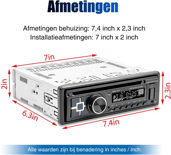 IFreGo Autoradio Bluetooth5.0 Handsfree, Stereoradio Met MP3 Speler WMA Fm Afstandsbediening Autostereo Met Usb Aux Tf Speler 1 Din Rds Snellaadfunctie Ondersteuning Voor Ios Android 60wx4