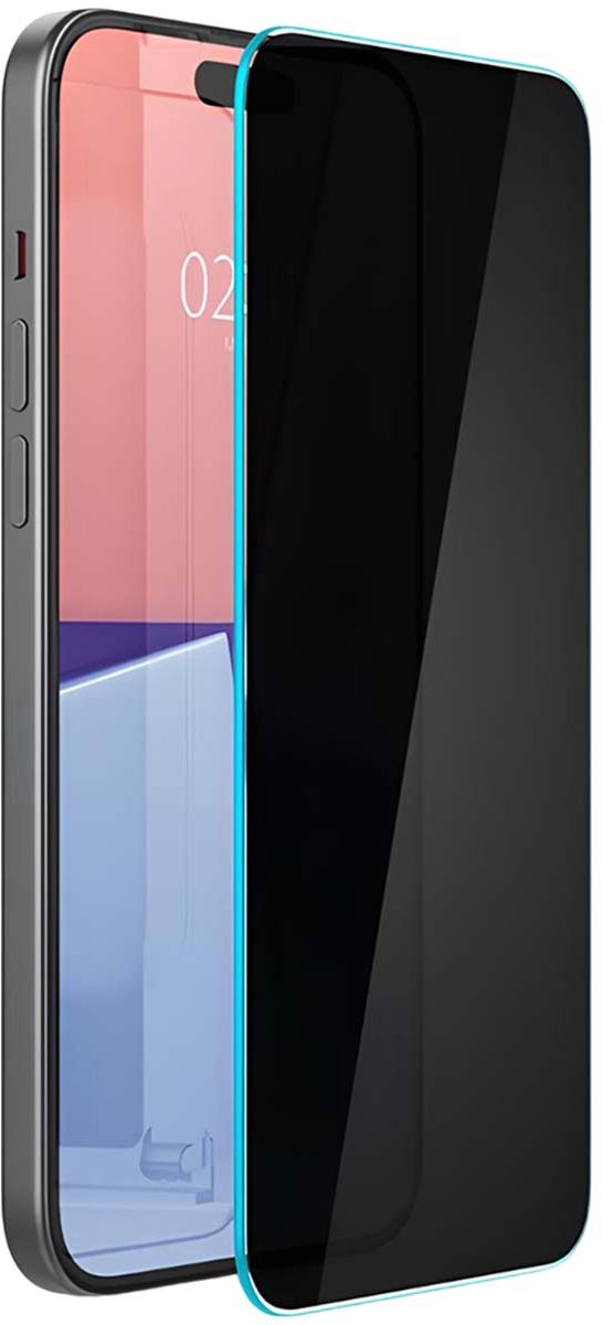 Spigen EZ Fit Privacy Screen protector geschikt voor iPhone 15 met installatie tools