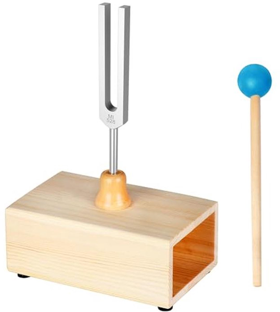 Stemvork 528Hz met Houten Resonator - Geluidsvibratie voor Ontspanning en Chakra-Balans