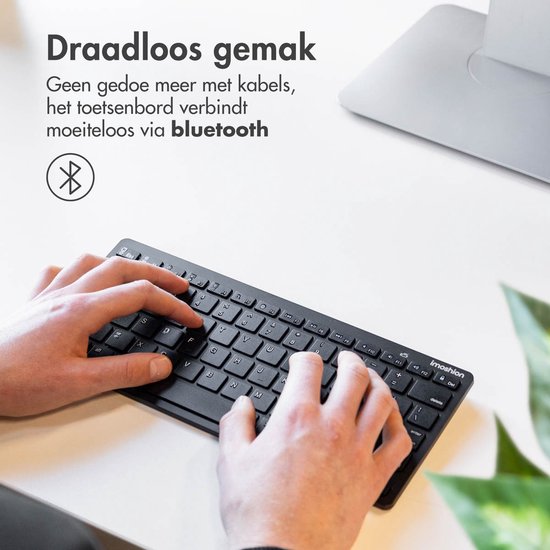 imoshion Compact Draadloos Toetsenbord Ergonomisch - QWERTY - Bluetooth Keyboard - Zwart