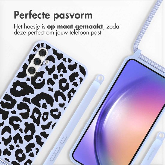 imoshion Case Convient pour Samsung Galaxy A54 (5G) Case With Cord - imoshion Siliconen design case avec cordon - Multicolore / Animal Lilas