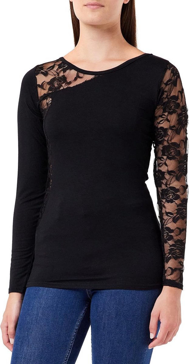 Gothic Elegance - Lange Mouwen Zwart Lace Top voor Dames