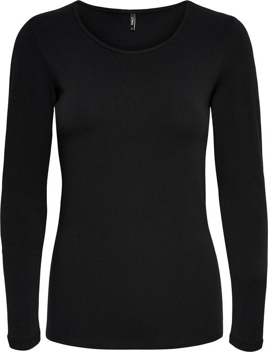 Zwart dames shirt met ronde hals en lange mouwen Zwart dames shirt met ronde hals en lange mouwen