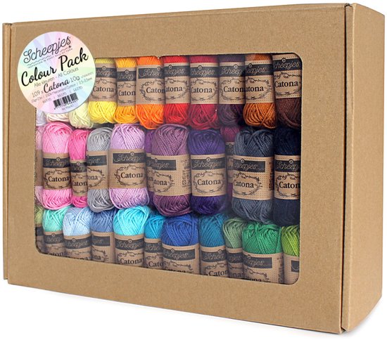 Pack de couleurs de Scheepjes Catona - 109 couleurs x 10 grammes (mini boules)