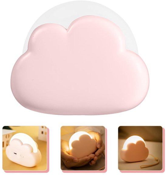 Draagbare LED-nachtlamp - Slaapkamer wolken nachtlicht - Oplaadbare kinderkampeernachtlamp - Slaapkamerbedlamp - USB-oplaadbaar - Met polsband - Met USB-kabel - Geschikt voor woninginrichting en slaapkamerverlichting - Roze van Merkloos — afbeelding 4