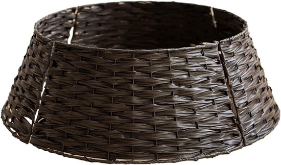 Kerstboommand - Kerstboomrok - Kerstboomvoethek - Handgevlochten afneembaar PE-rotan - Kerstboomdecoratie （ Bruin - Bodemdiameter 60cm hoogte 17cm ）