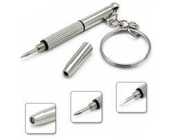 Bril Schroevendraaier - 3 in 1 - Sleutelhanger - Schroeven - Zilverkleurig