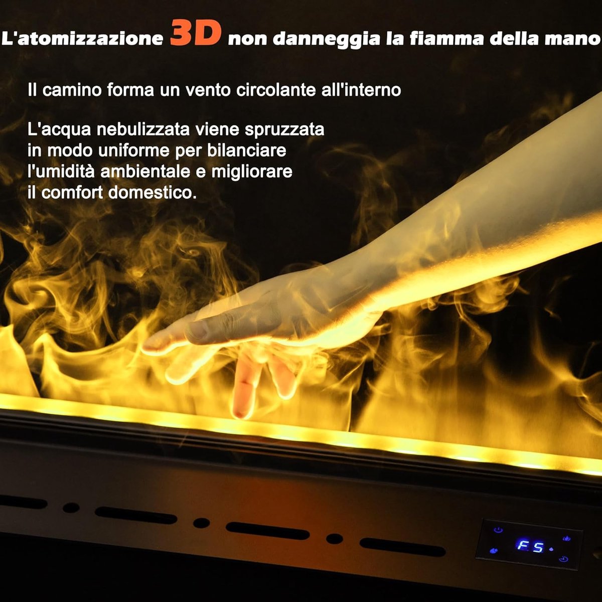 Premium Waterdamphaard 3D 100 cm – Ultrasoon Elektrische Haard met 64 Vlamkleuren, Verneveling, Automatische Watervulling, App & Afstandsbediening, LED-Sfeerverlichting, Luxe Inbouw