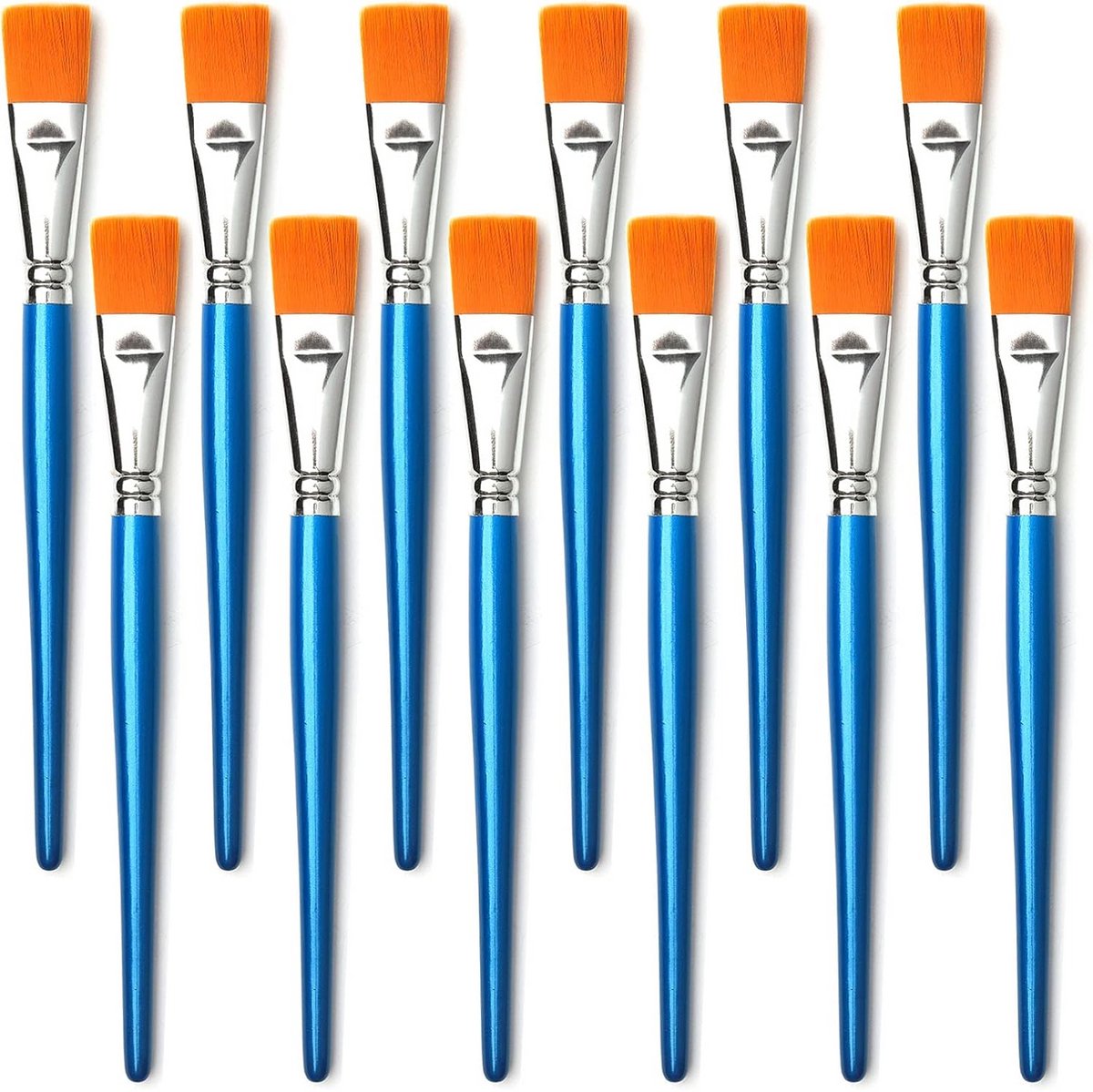 Set van 12 Platte Acryl Kwasten - Schilderspenseel voor Acryl, Olieverf en Gouache