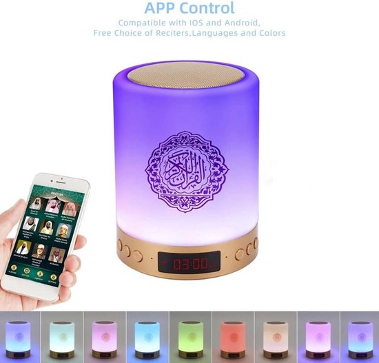 Draagbare Koran Speaker Lamp met Afstandsbediening - LED Bluetooth Touch Muziekspeler en Nachtlampje — afbeelding 4
