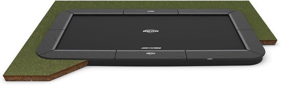 Trampoline Rechthoekig Plat in de Grond Grijs 200x200 cm