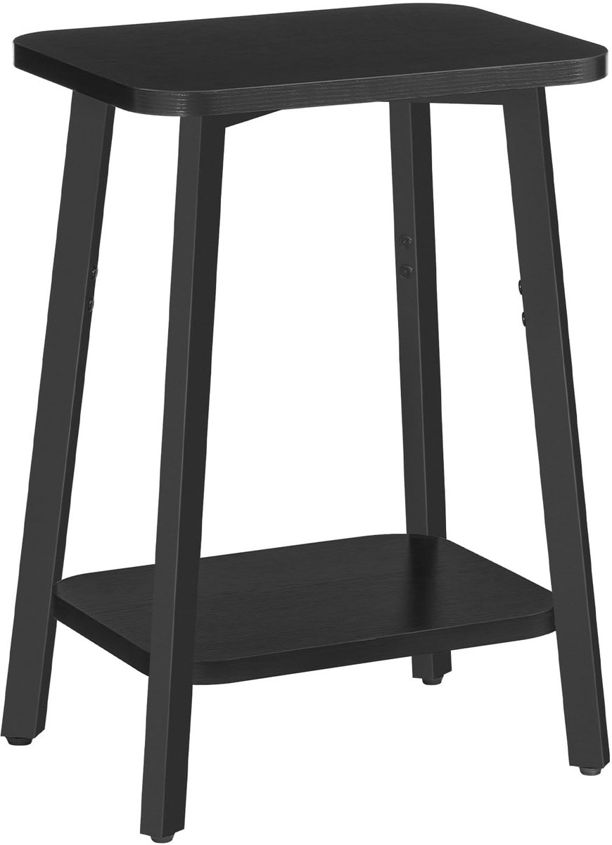 Unyqoos Compacte en stijlvolle bijzettafel met planken voor kleine ruimtes zwart