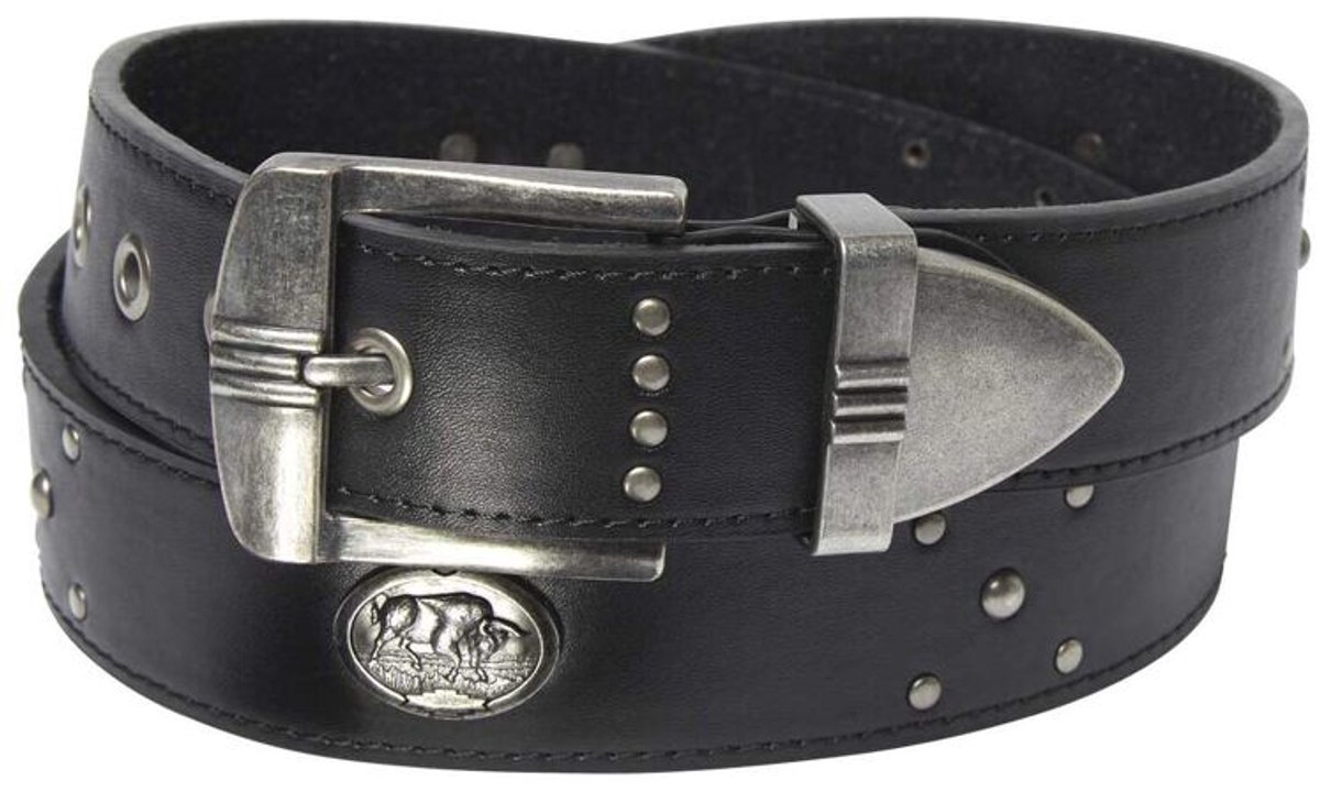 ATLAS FOR MEN - Riem van splitleer met sierspijkers - Heren - Verkrijgbaar in grote maten - 135