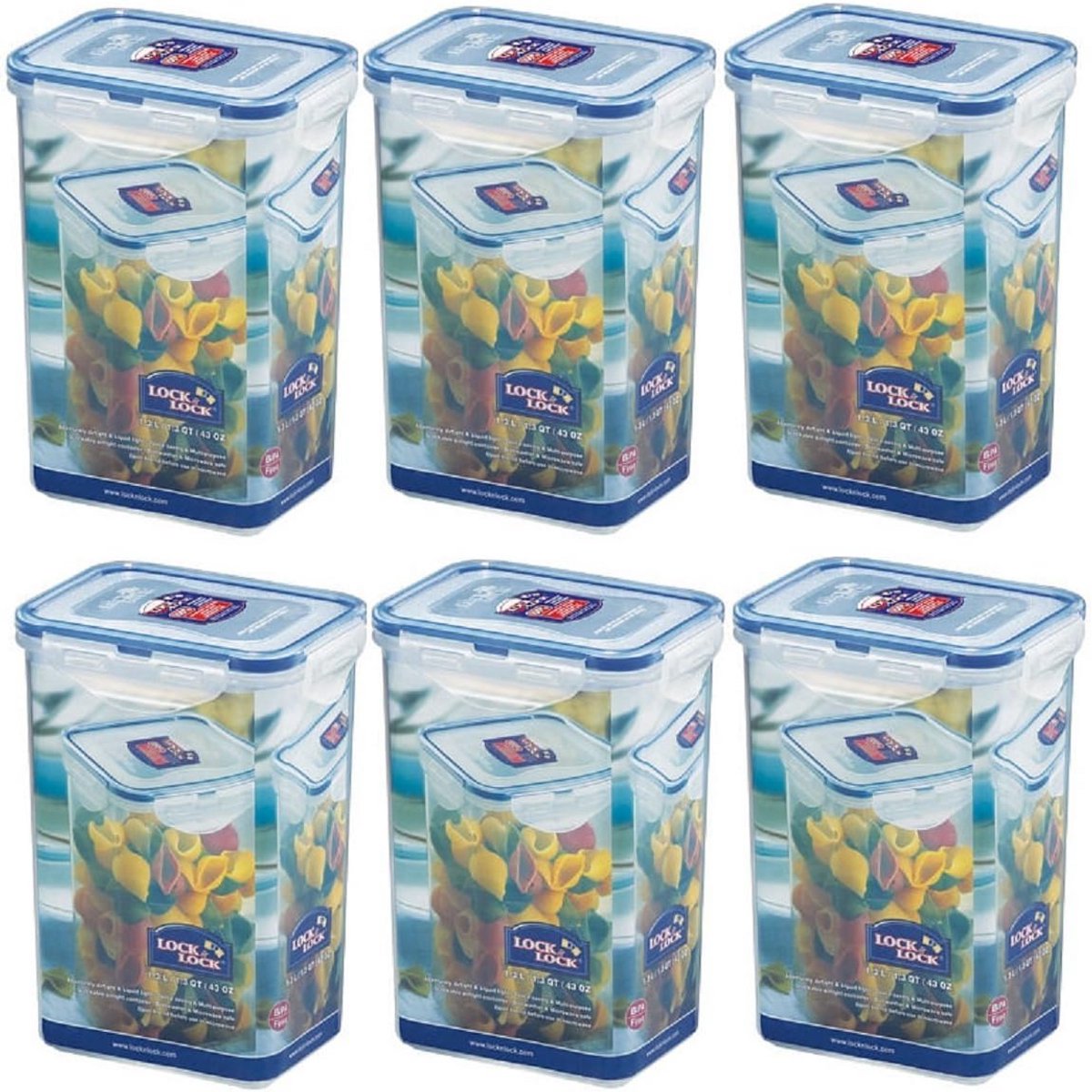 Set van 6 HPL 809 Voedselbewaarbakjes 1,3 Liter per Stuk
