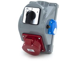 Wandverdeler Bouwstroom Verdeler met CEE 32A en Schuko Stopcontact, IP44