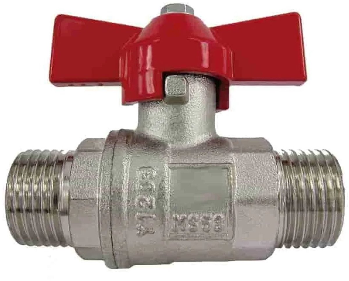 3/4" Messing Kogelkraan met Vleugelgreep AGxAG