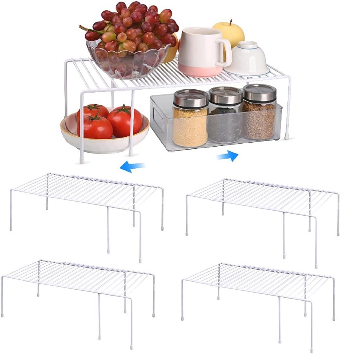 4-Pack Uitbreidbaar Medium Keuken Organizer Rek voor Kruidensystemen en Opberging