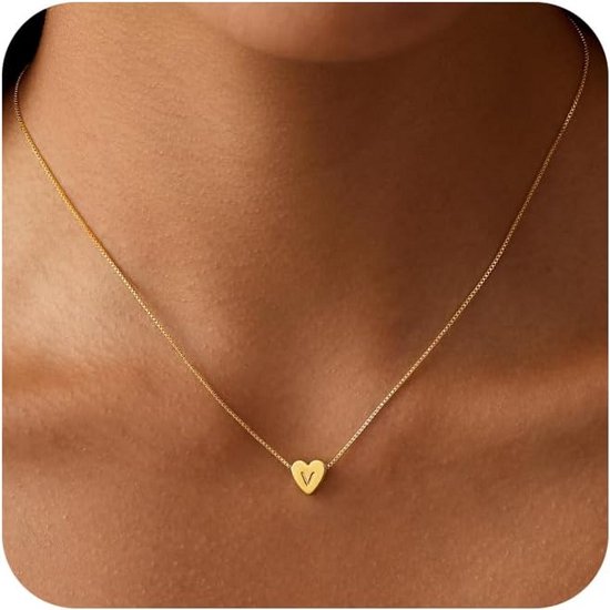 Nuoli® Hartketting voor dames (45 cm 5 cm verstelbaar), mooie halsketting met hartvormige hanger voor vrouwen en meisjes, verkrijgbaar in zilver en roségoud, Roestvrij staal, Geen edelsteen