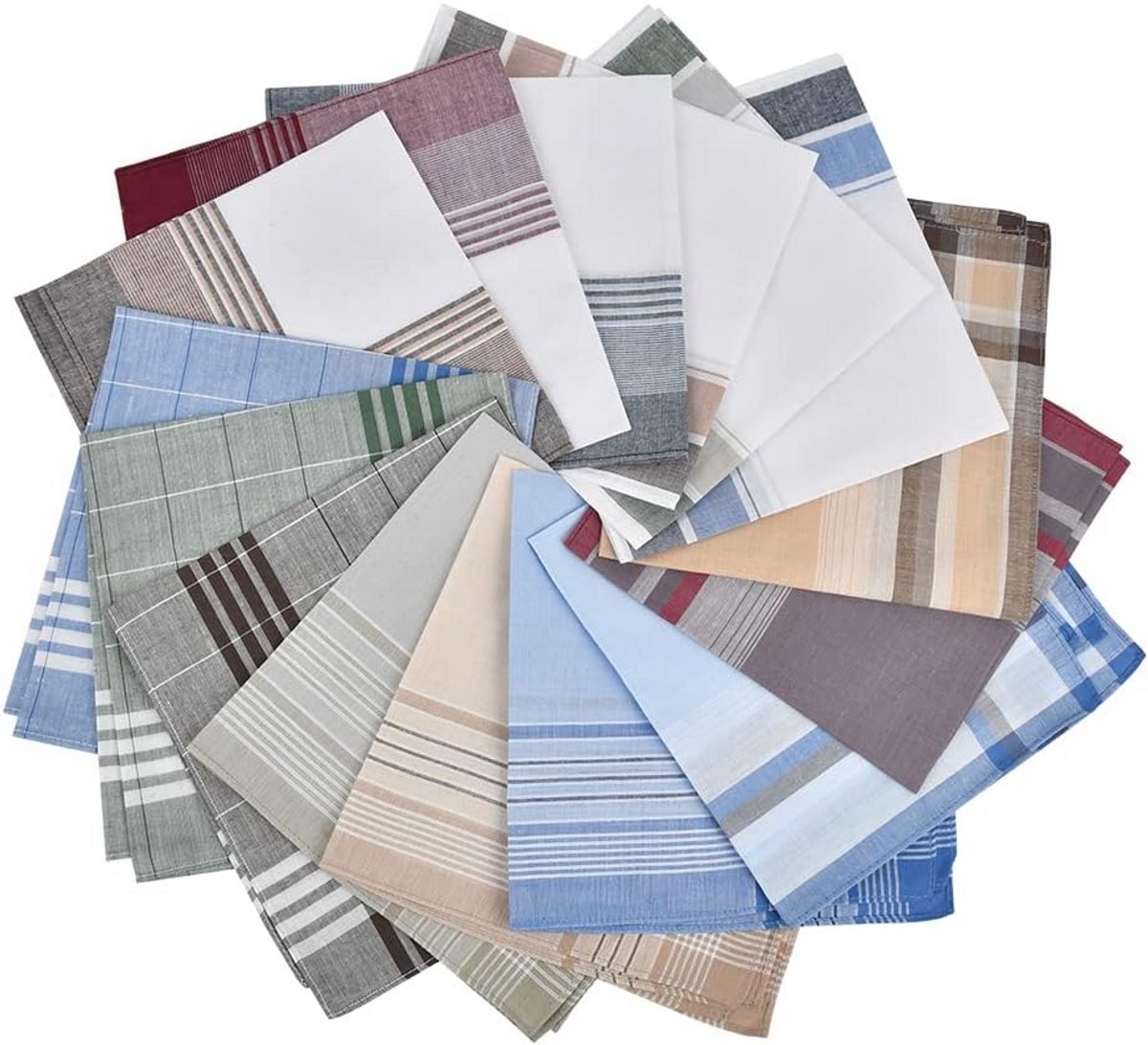 15 Stuks Heren Zakdoeken, Puur Katoen Hankies 40x40cm