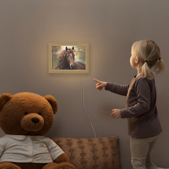 Nachtlampje 20x15 cm - Kinder lamp - Paard - Dieren - Bloemen - Bos - Vlinder - Tafellamp kinderkamer - Slaapkamer lamp - Bedlamp kinderen - Kinderlampje stopcontact - Wandlamp babykamer - Nachtlampjes van Little Lamp Company — afbeelding 5