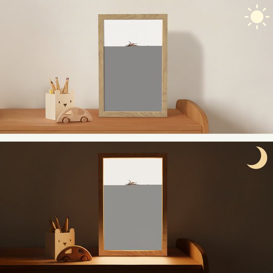 Nachtlampje 20x30 cm - Kinder lampje - Aap - Bruin - Waterverf - Dieren - Meiden - Jongens - Tafellamp kinderkamer - Slaapkamer lamp - Bedlamp kinderen - Kinderlampje stopcontact - Wandlamp babykamer - Nachtlampjes van OnlyWow — afbeelding 4