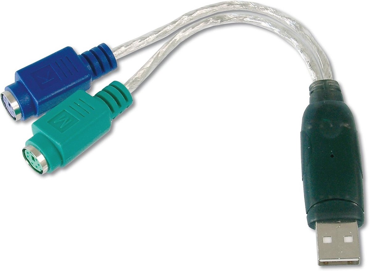 USB naar PS/2 adapter met 2 mini-DIN 6 aansluitingen - Compatibel met Windows