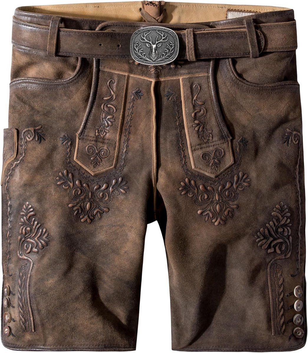 Traditionele Lederhosen voor Heren van Echt Leer met Geborduurde Details