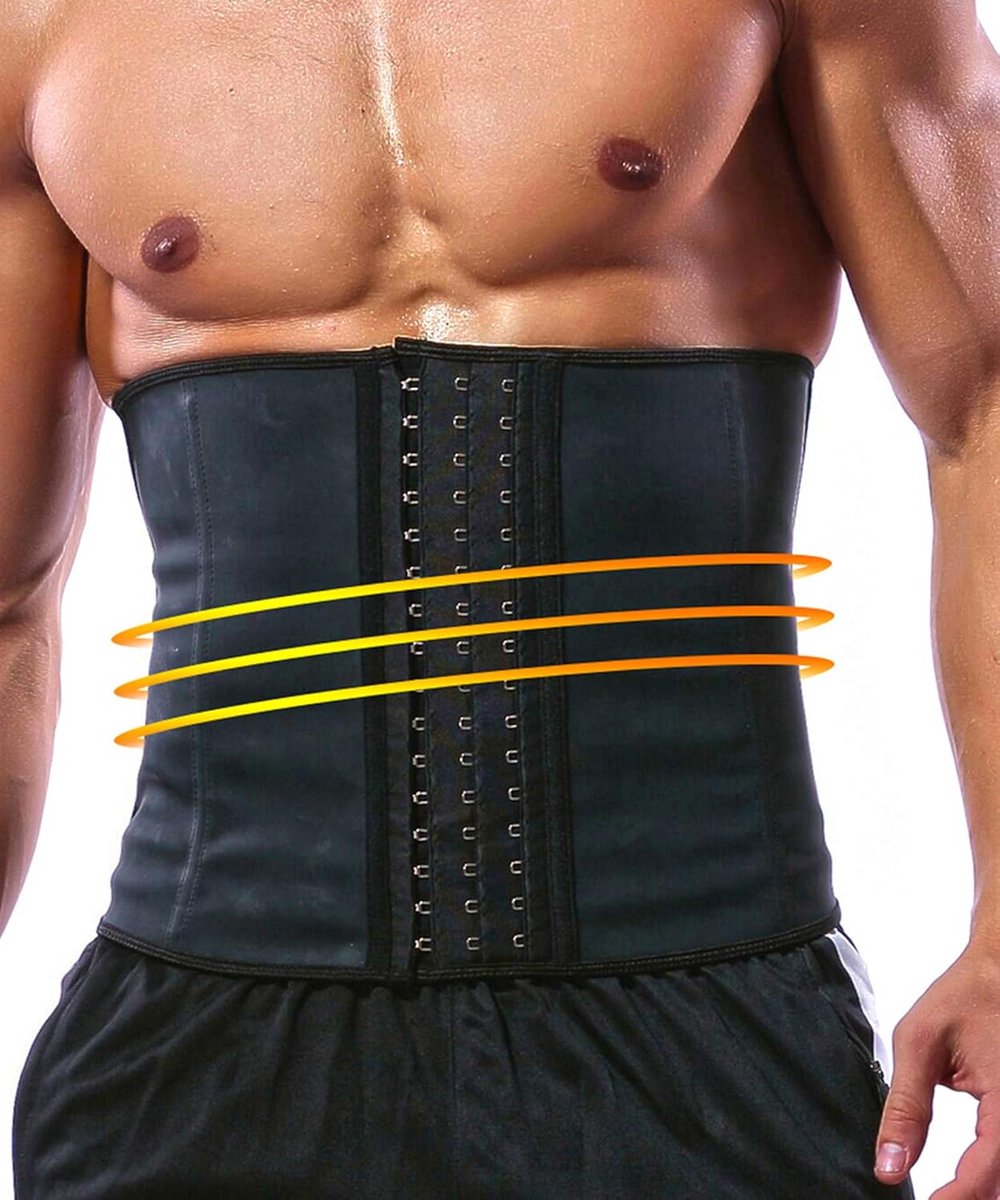 Taille Trainer voor Mannen - Latex Sauna Belt met Stalen Baleinen voor Fitness en Rugondersteuning