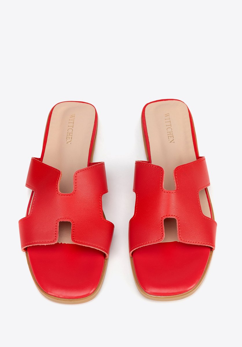 Wittchen - Leren H-vormige Sandalen - Rood - Natuurlijke Leren - Open Teen