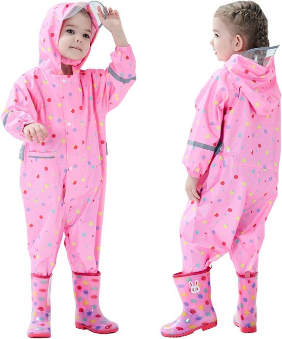 Baogaier kinder regenjas en regenbroek set, unisex jongens meisjes licht ongevoerde regenpak, waterdichte regenjas & regenbroek pak met draagtas regenkleding, 9-10 jaar, beige