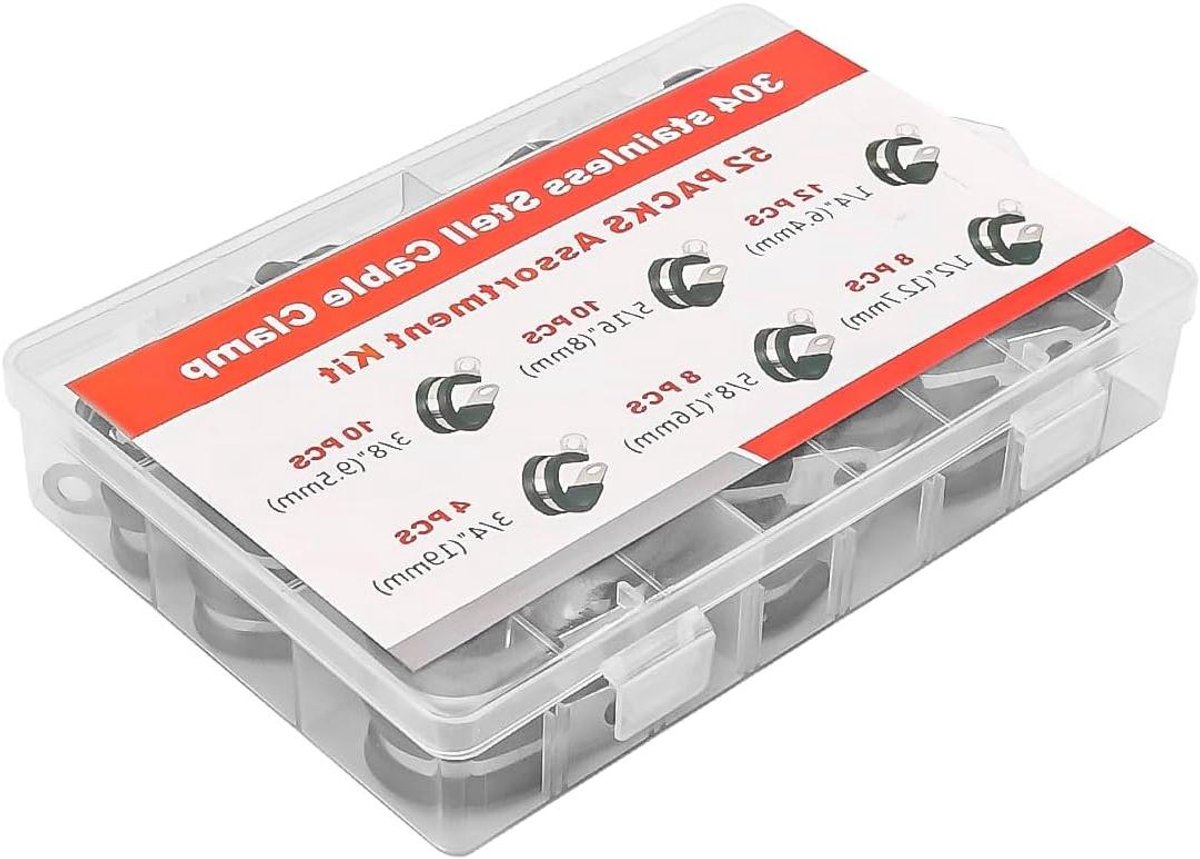 Dailygoods- Slangklemmen Assortiment 52pcs - Roestvrij Staal 304 - Pijpbeugels met