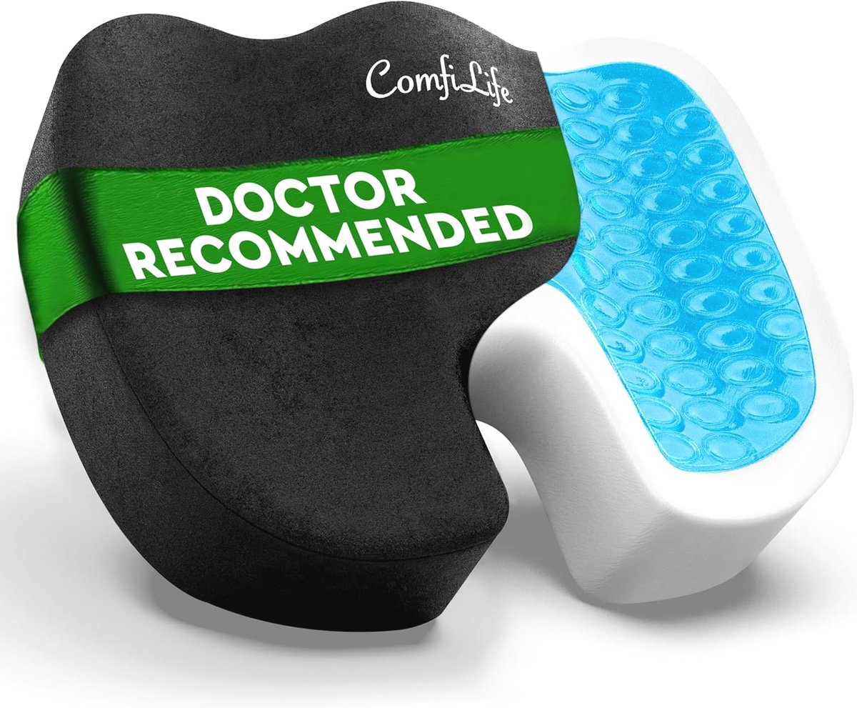 Ergonomisch Zitkussen voor Stuitbeenpijn - Antislip Gel en Traagschuim - Comfortabel Bureau- en Autokussen