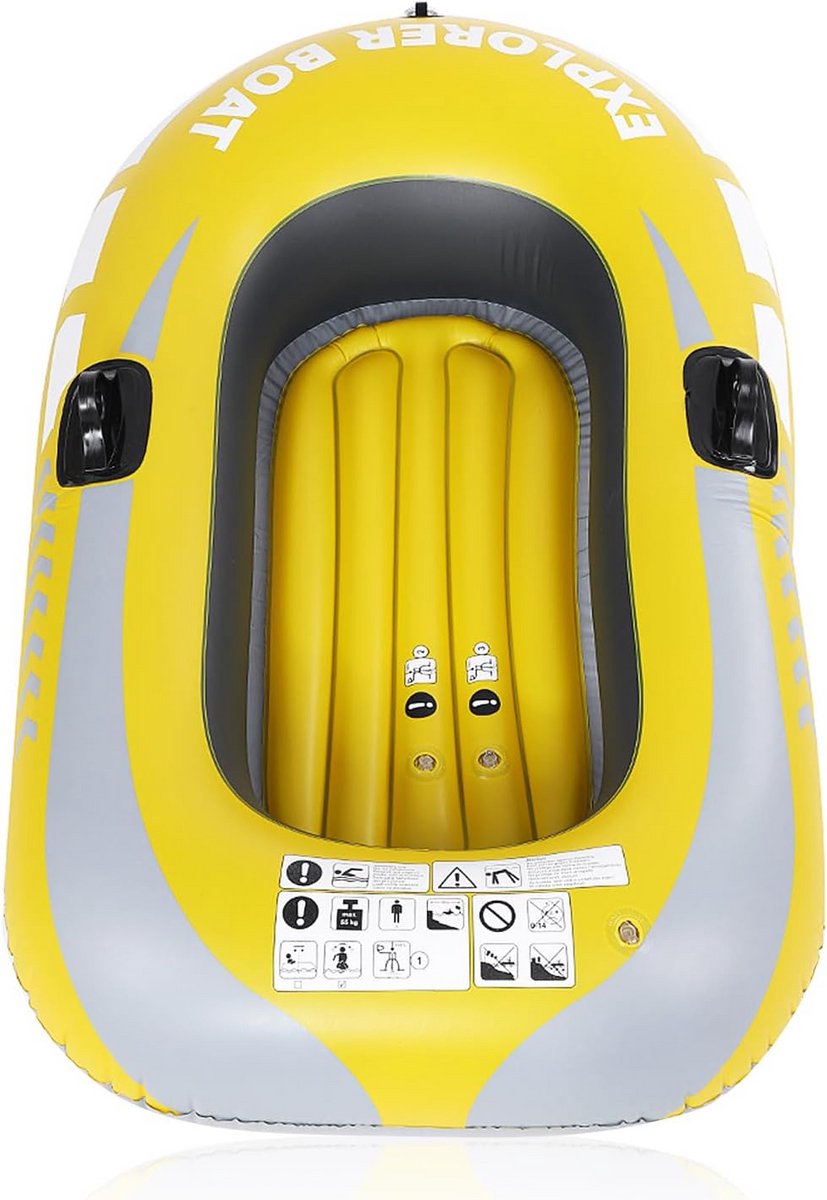 Opblaasbare Kajak voor 1 Persoon - Robuuste PVC Eenzits Roeiboot - Inclusief Dubbele Venti