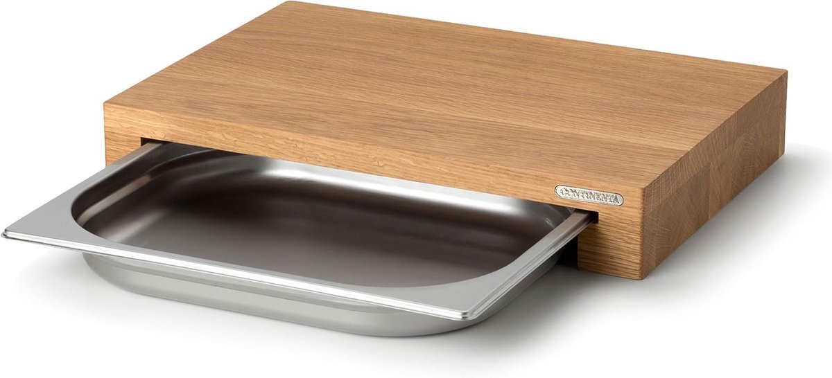 Stevige Houten Snijplank met Uitschuifbare RVS Opvangbak - 39x27 cm