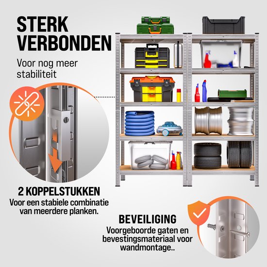 Rack de stockage en métal jusqu'à 875 kg, 180x90x40cm, lot de 2