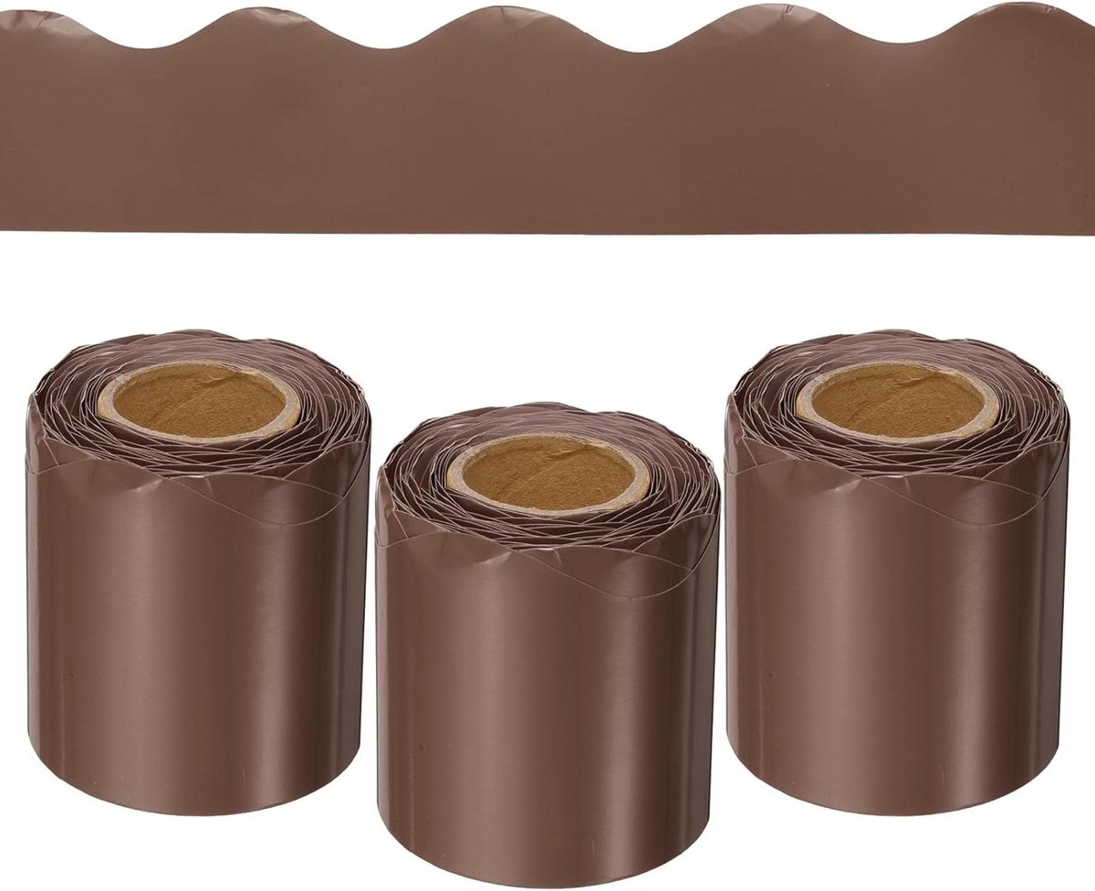 Allecta - Prikbordrollen met golvende randen - Decoratieve rollen - 98,4 meter - Bruin - Voor huis, klaslokaal en kantoor