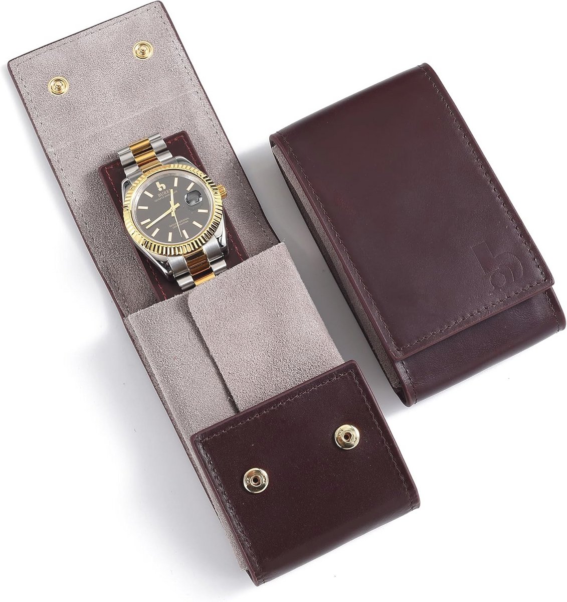 Portabele Leren Horloge Reisdoos - Enkele Horloge Band Opbergtas voor Mannen