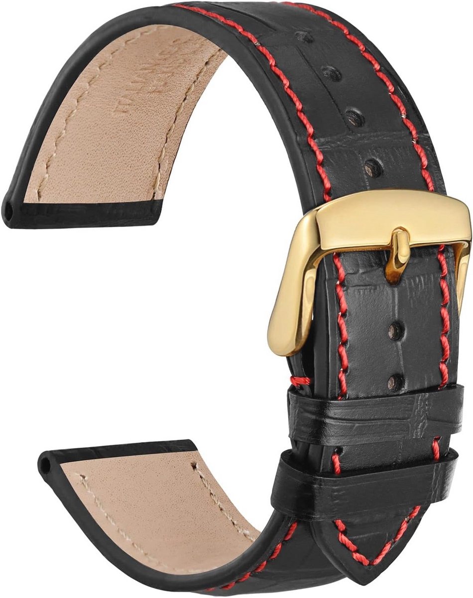 Alligator Embossed Cowhide Leather Watchband - Replacement Straps for 18mm to 22mm Watches