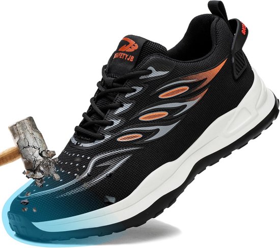 POYLONU Veiligheidsschoenen voor dames en heren, werkschoenen, licht, ademend, antislip, met stalen neus, maat 36-47, 38 EU