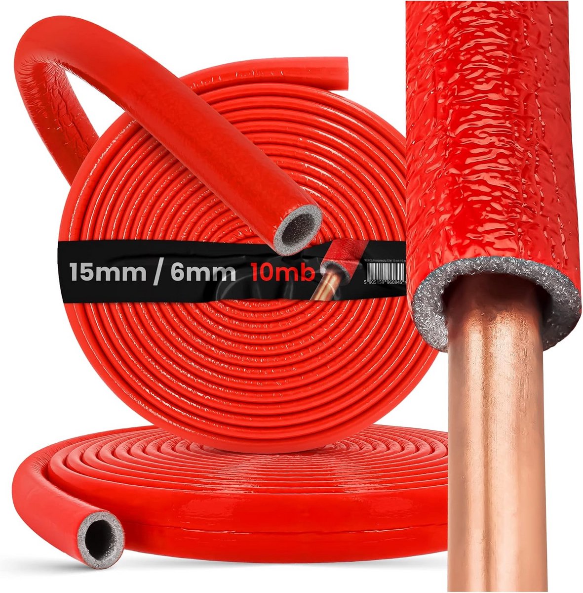 Buisisolatie Slang - Isolatiemateriaal Pijp - Leiding Beschermen - Flexibel PE Schuim - 10 Meter - Rood