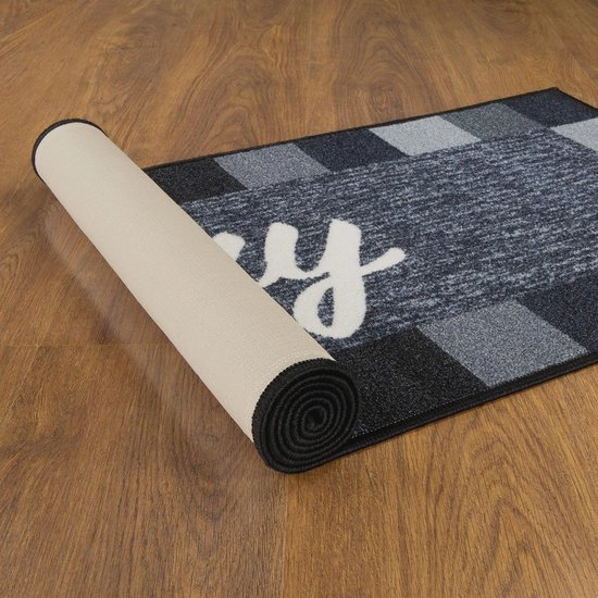 Non-Slip Rubber Back Laundry Room Carpet with Plaid Edge 20 x 59 cm