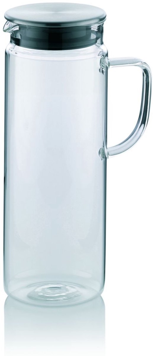 Unyqoos® Decoratieve glazen waterkaraf met roestvrijstalen deksel en groot volume