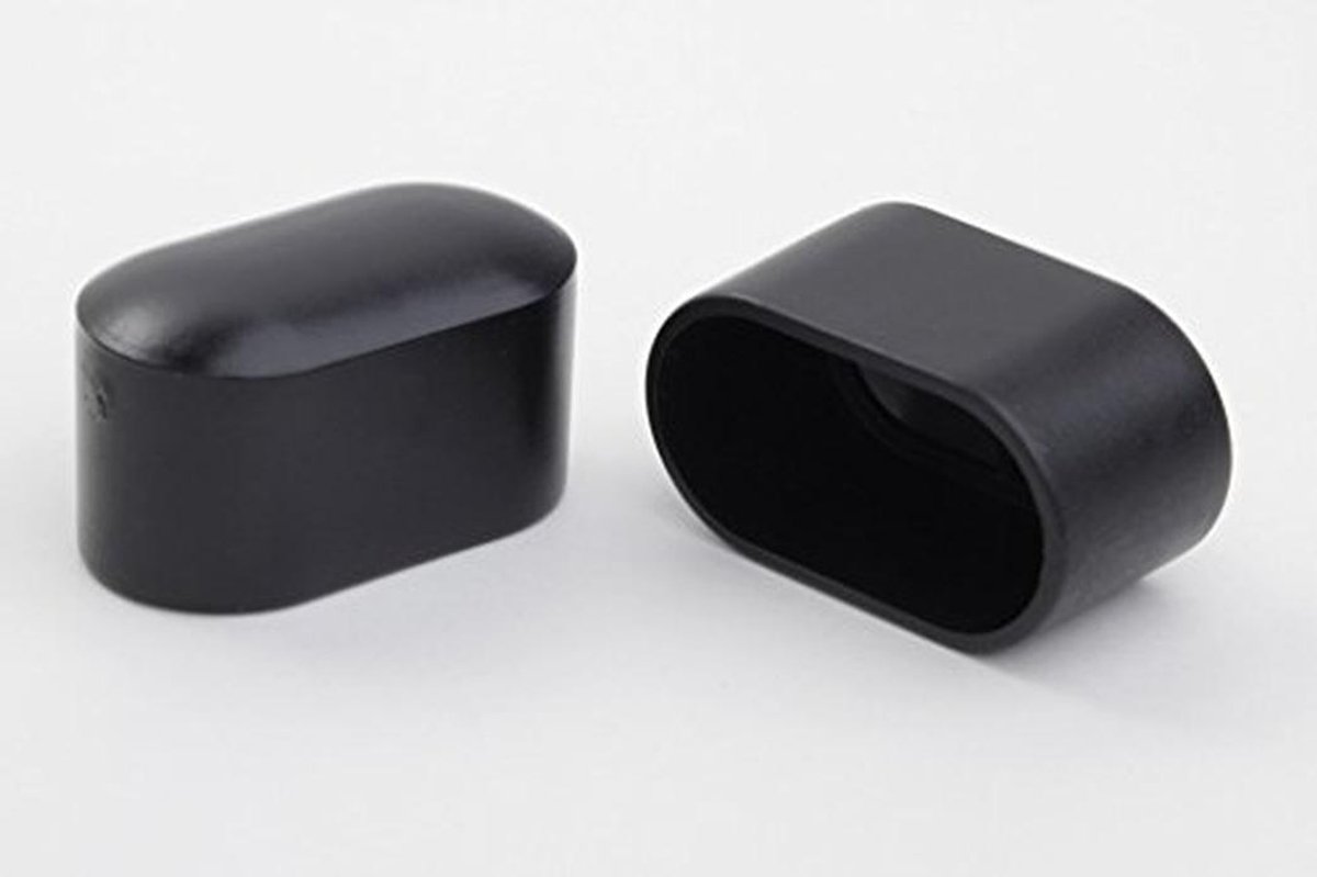8 stuk stoelpootbeschermers voor vloeren - kunststof afdekkappen 38 x 20 mm, zwart